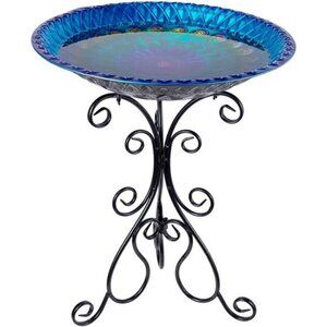 Large Metal Standing Bird Bath for Outside with Folding Bracket for outdoor